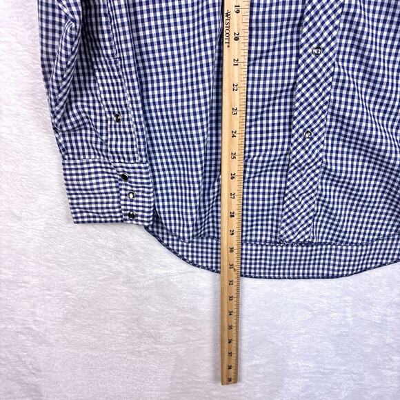 VTG 70s Dickson Jenkins Pearl Snap Western Shirt Mens 16/36 (M) Blue Gingham USA - Picture 4 of 10